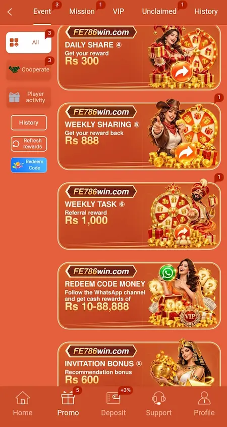 Fe786Win Game Promotions Image